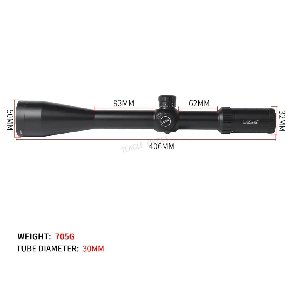 LEBO 6-24X50FFP Optične Pogled Strani Paralaksa Lov Riflescope Prvi Žariščnoravninski Detektorski Tactical Puška je Področje Z 11 ali 20 MM Gori 1