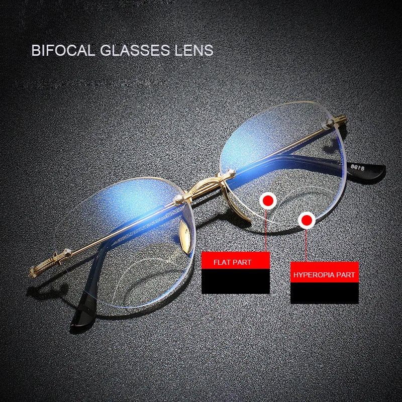 Ahora Rimless Rezanje Ovalne Bifocal Obravnavi Očala Proti Modra Svetloba Aolly Poslovnih Lahka Očala Eyglasses Dioptrije+1.0+4.0 5
