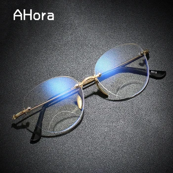 Ahora Rimless Rezanje Ovalne Bifocal Obravnavi Očala Proti Modra Svetloba Aolly Poslovnih Lahka Očala Eyglasses Dioptrije+1.0+4.0 4