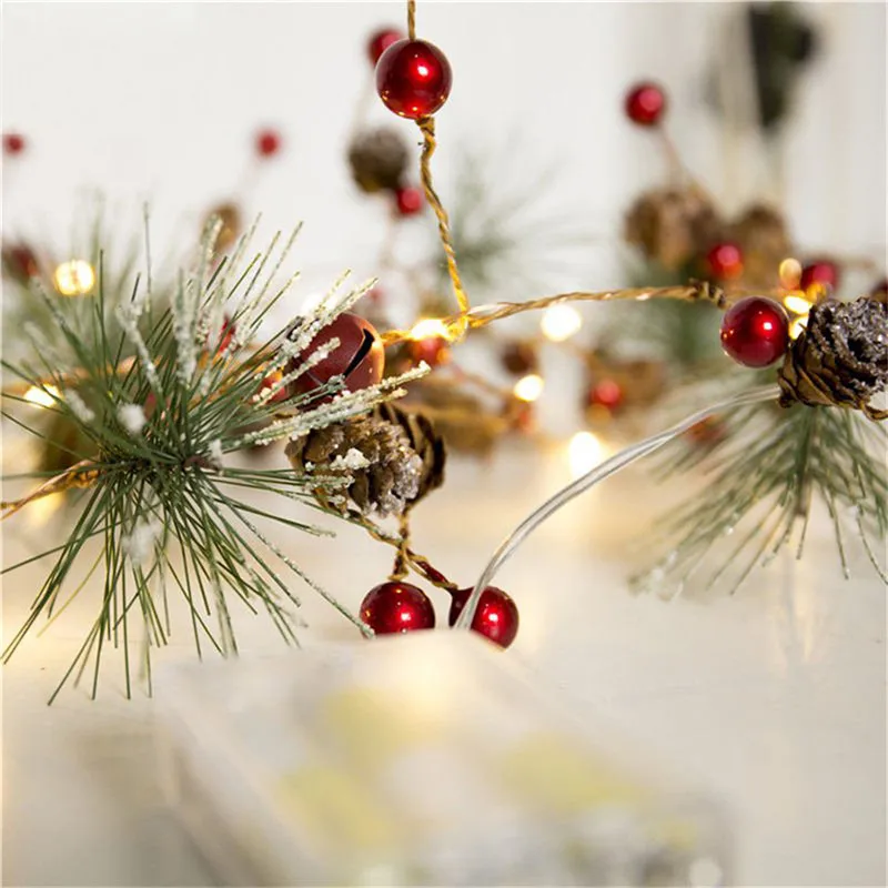Božič Niz luči 2M INS Slog Pinecone Bell Niz luči za Dom Novo Leto Božično Drevo Decor za Dekleta Spalnica DF59 3