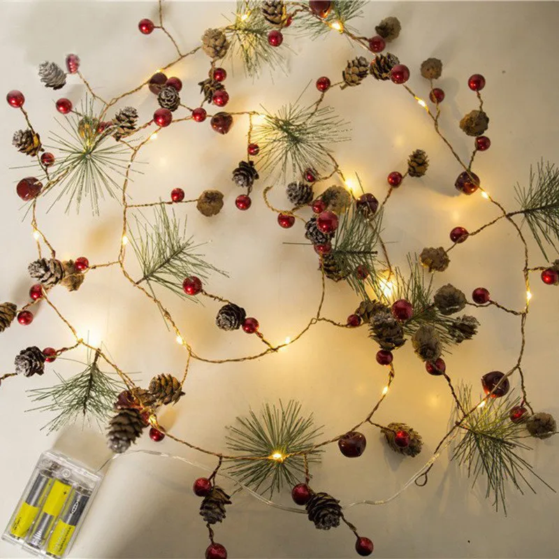 Božič Niz luči 2M INS Slog Pinecone Bell Niz luči za Dom Novo Leto Božično Drevo Decor za Dekleta Spalnica DF59 4