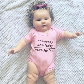 Ljubek Dojenček Newborn Baby Fantje Dekleta 50%mamica+50%očka= Popolni Natisnjeni Baby Bodysuit Playsuit Baby Priložnostne Obleke Oblačila 3