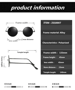 AIMISUV Klasičnih Krog Polarizirana sončna Očala Črne leče za Očala Vožnje Kovinski Okvir Oblikovalec blagovne Znamke sončna Očala UV400 1