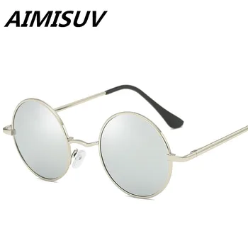 AIMISUV Klasičnih Krog Polarizirana sončna Očala Črne leče za Očala Vožnje Kovinski Okvir Oblikovalec blagovne Znamke sončna Očala UV400 3