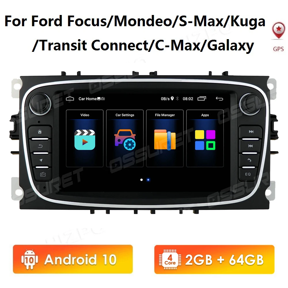2G 64 G avtoradio Android 10 za FORD FOCUS Mondeo, S-MAX, C-MAX, Galaxy Kuga 2DIN Avto Avdio Avtomobilski Stereo sistem GPS Navigacija Multimedia 4