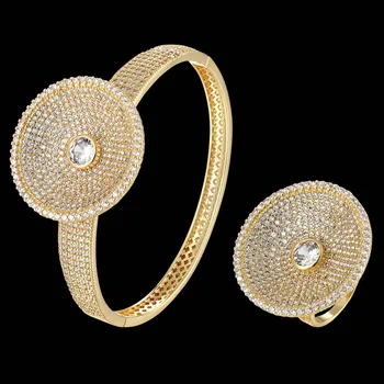 Zlxgirl nakit celotno okroglo obliko rose zlata, bakra bangle in obroč, nakit sklopov ženske velikosti cirkon zapestnica bangle obroč bijoux 1