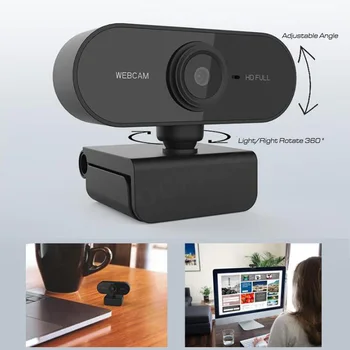 Mini Webcam 1080P samodejno ostrenje Full HD Kamera Namizni Prenosni PC Kamera Vrtljiva Vgrajen Mikrofon Web Kamera z Mikrofonom 5