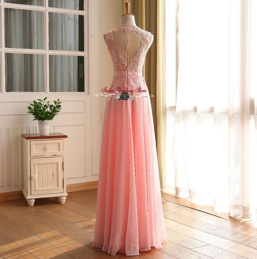 Bridemaid obleko vestido longo seksi sho-me 2018 nove poceni roza čipke družico obleke Poroka Stranka Obleko vestido realne slike 2