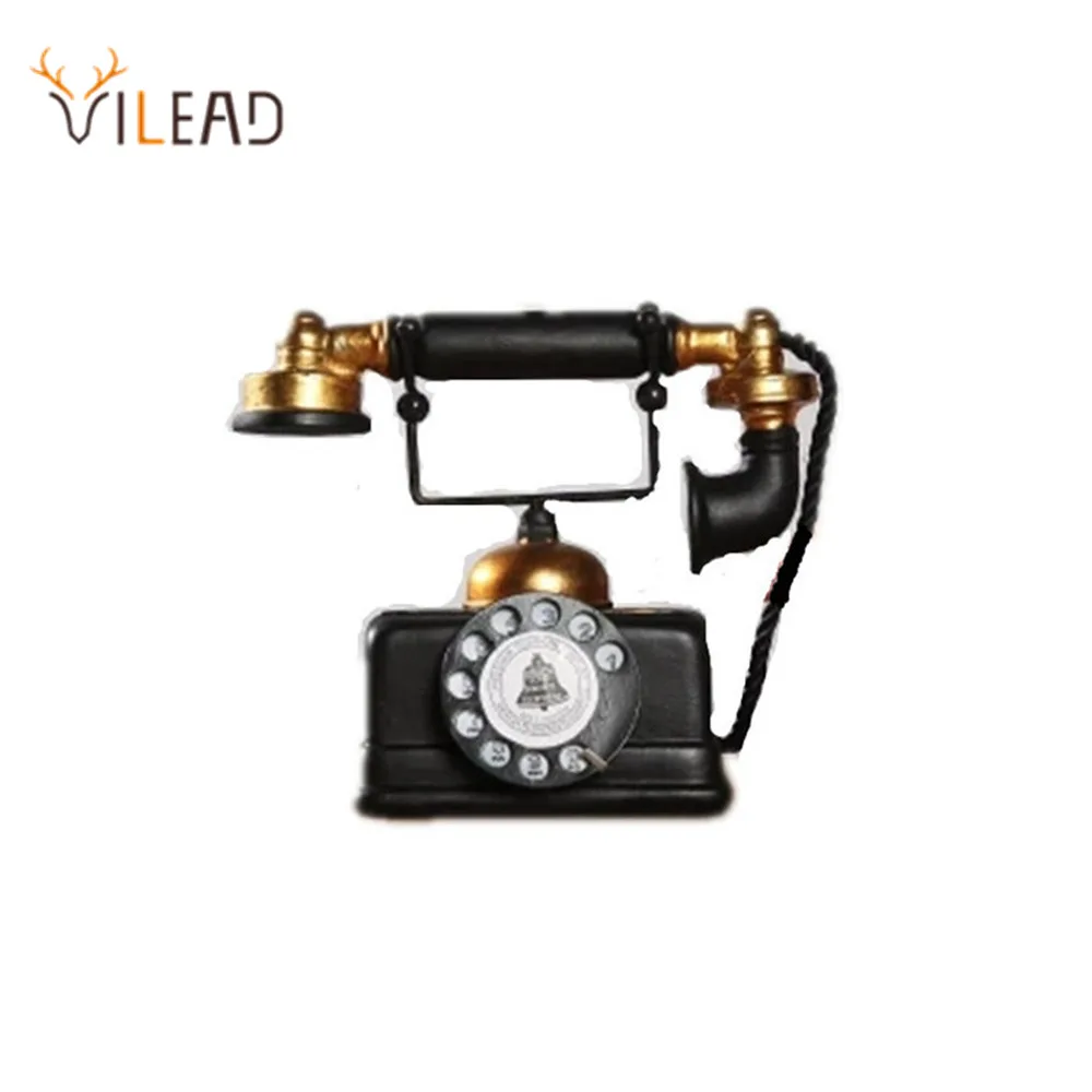 VILEAD 17 cm Smolo Ameriški Industrijski Slog Telefon Figur Retro Model Telefona Ornament Ročno Obrt Decoracion Hogar Darila 1