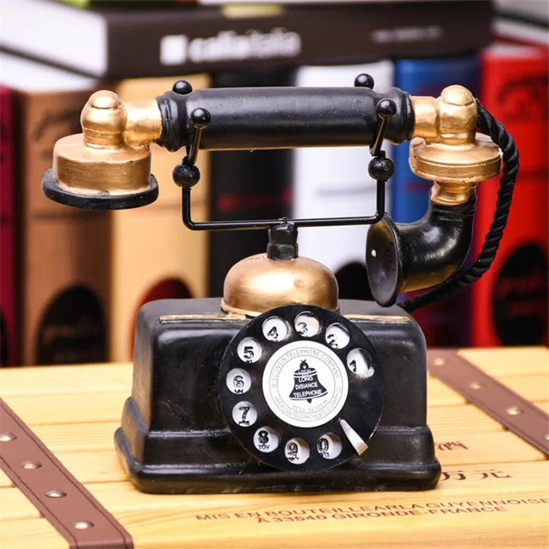 VILEAD 17 cm Smolo Ameriški Industrijski Slog Telefon Figur Retro Model Telefona Ornament Ročno Obrt Decoracion Hogar Darila 5