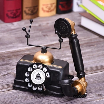 VILEAD 17 cm Smolo Ameriški Industrijski Slog Telefon Figur Retro Model Telefona Ornament Ročno Obrt Decoracion Hogar Darila 3