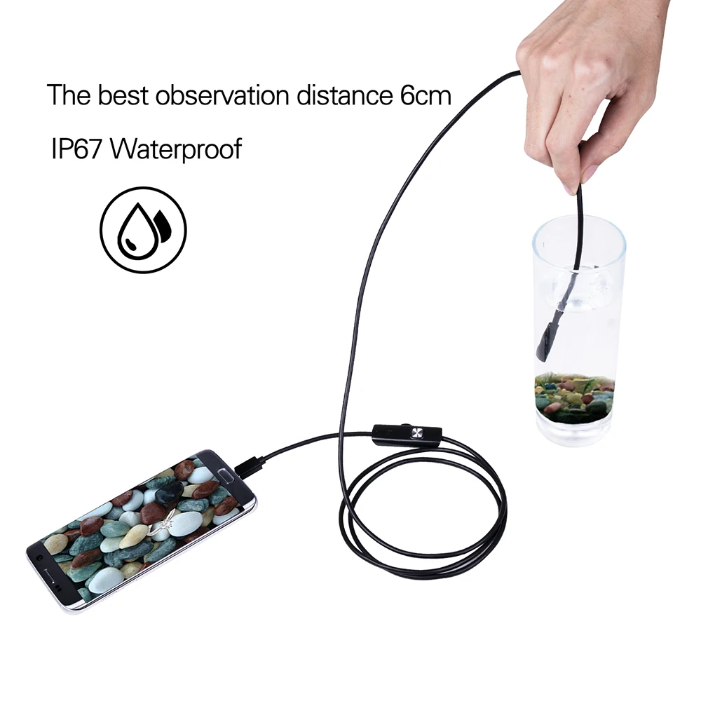 5.5 mm 2m Android Endoskop Fotoaparat IP67 Nepremočljiva Podporo OTG&UVC Pametni HD Kača Mini Usb-Endoskop Za Avto/PCBDetection 0
