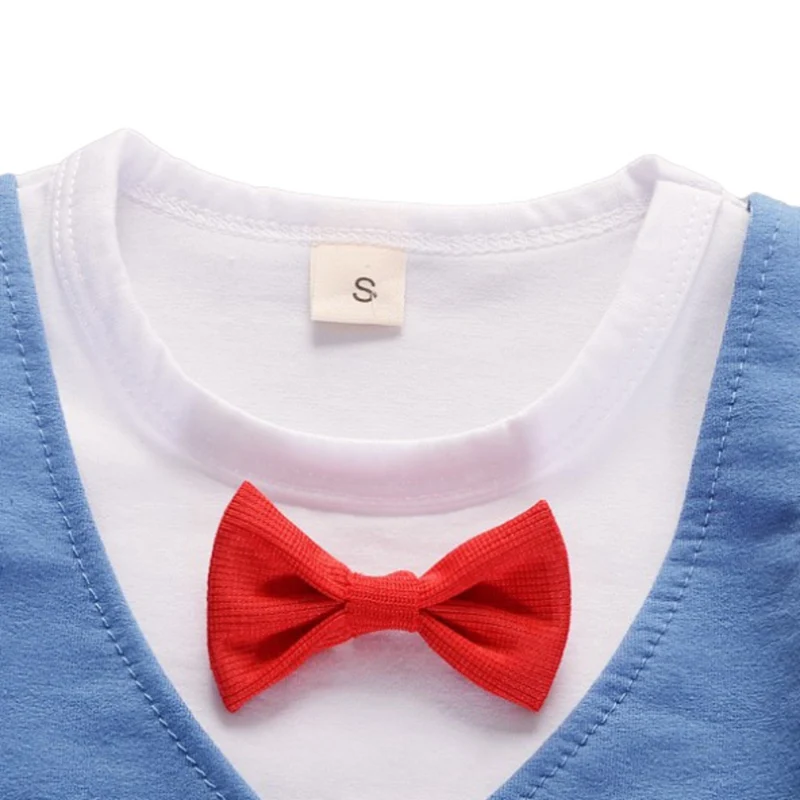 Poletje obrabe, otroška oblačila novi fant ponaredek dve lok kravato telovnik T-majica + hlače dva-delni set 5