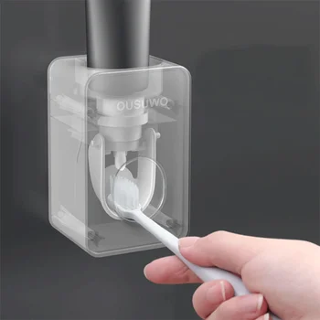 Samodejno držalo za zobno ščetko doma stensko montažo plastičnih zobna pasta squeezer banyo aksesuarlari дозатор для зубной пасты 1