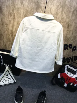 Dolgo sleeved white Boy srajc, Nove do leta 2020 Jeseni Tiskanje, vzorec Otroci majice Bombaža, ki so Primerni za 2-7 Let otroci majice 4