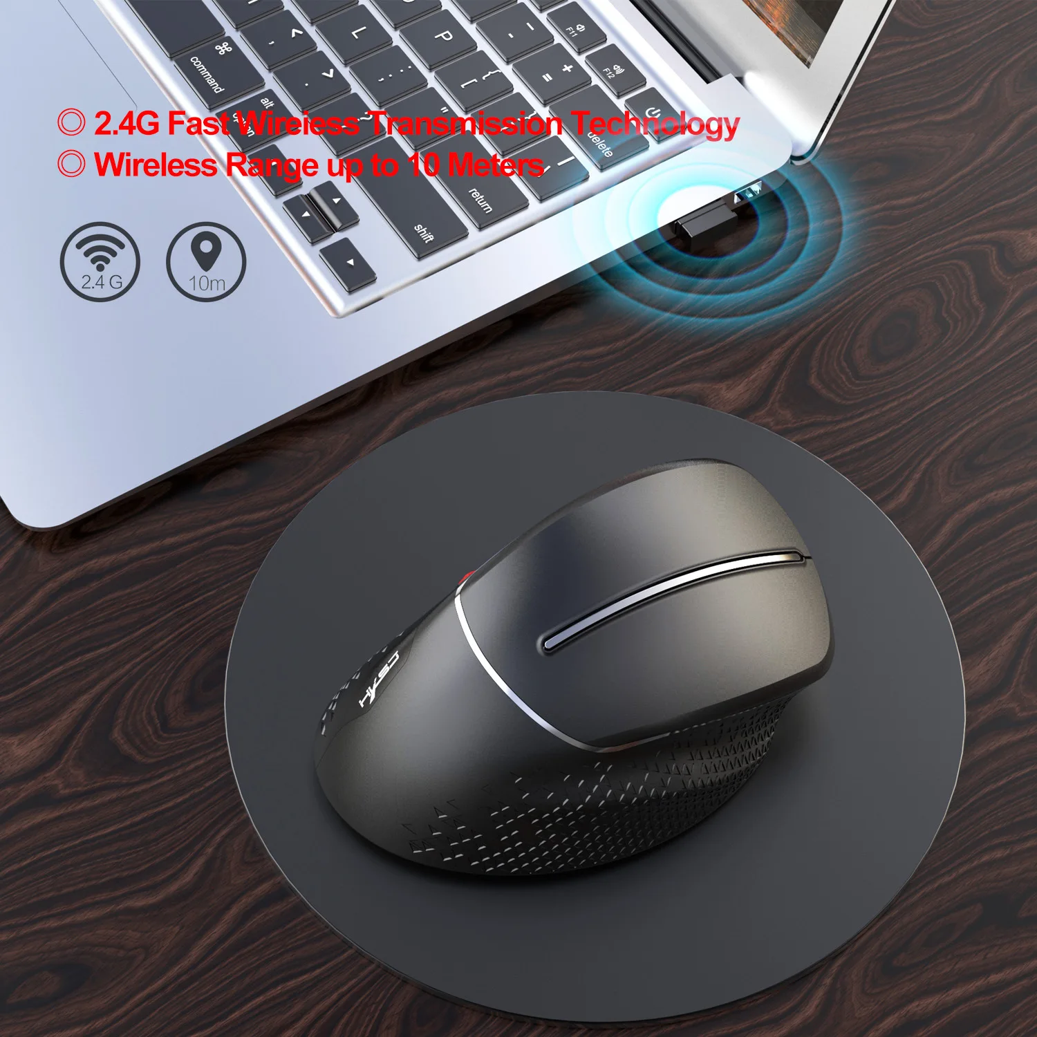 Čisto Nov Vertikalni Miško Za 2,4 G Wireless Mouse Ergonomska Oblika Udoben Oprijem Optična Miška 3600 DPI Računalnik Gaming Miška 1