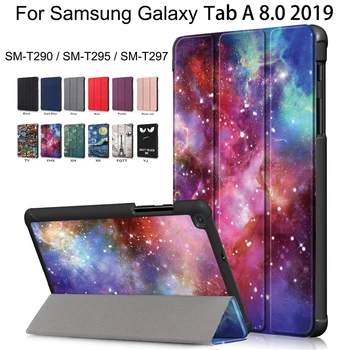 Zložljivi Folio Ohišje Za Samsung Galaxy Tab A 8.0 2019 Flip Naslikal PU Usnje Primerih SM-T290 T295 T297 Stojalo za Tablične RAČUNALNIKE Trdi Pokrov 2