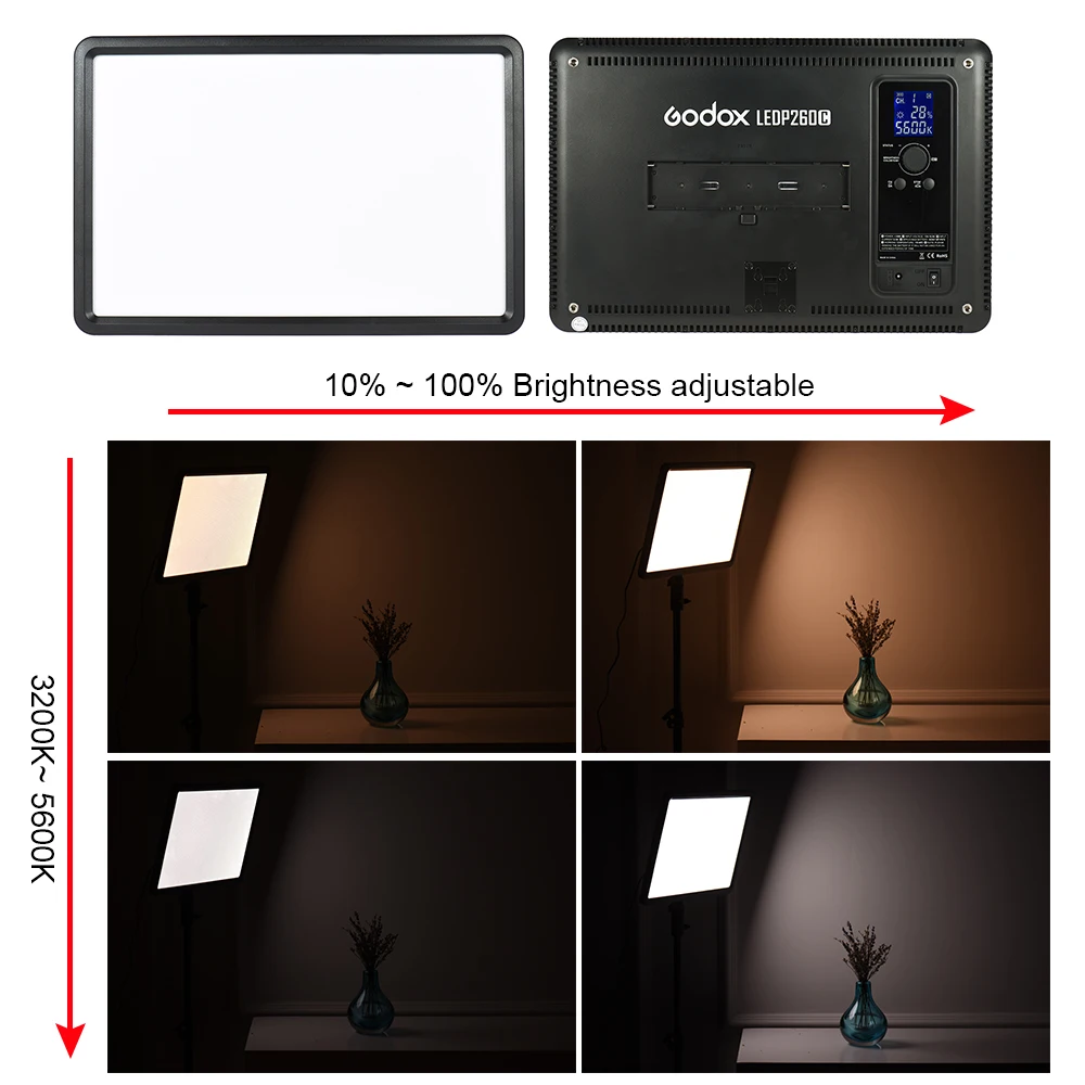 GODOX LEDP260C Ultra-tanek 30W 3300-5600k LED Video Luč Plošča Lučka za Digitalni DSLR Fotoaparat studijskega 3