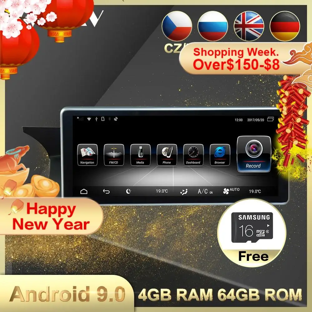 4+64 Android 9.0 Avto multimedijski predvajalnik Za Mercedes-Benz C C204 C180 C200 2011-Avto GPS Navi BT Radio Audio stereo Vodja enote 2