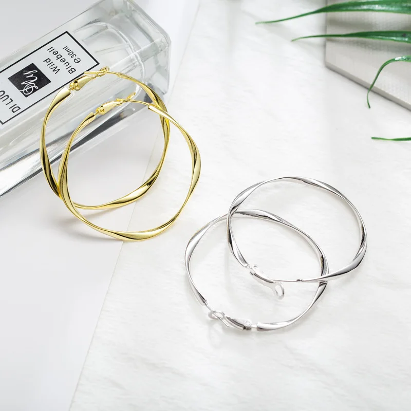 LouLeur 925 sterling srebro Mobius Veliki uhani Geometrijske ustvarjalne 2019 novo teksturo elegantni uhani za ženske romantičen nakit 2