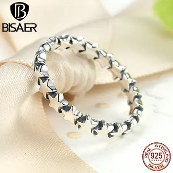 BISAER New Visoke Kakovosti Shinning Zvezde Na Nebu Geometrijske Prst Obroči Za Ženske Trgovina Modni Prstan Jewelries HJ7151 3
