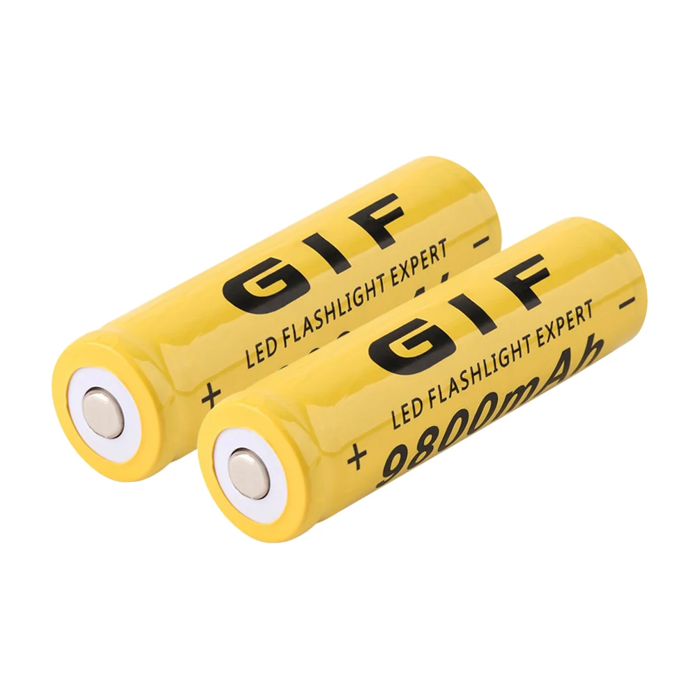 2 Kos Rumena GIF 18650 9800mAh 3,7 V Litij Baterije 18650 Li-ion Svetilko, Baklo je Baterija S Pcb Varstvo 5