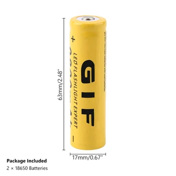 2 Kos Rumena GIF 18650 9800mAh 3,7 V Litij Baterije 18650 Li-ion Svetilko, Baklo je Baterija S Pcb Varstvo 3