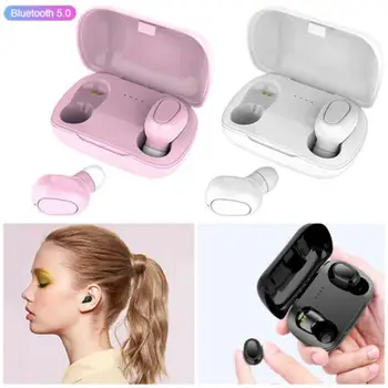 Bluetooth 5.0 TWS Brezžične Slušalke z Dvojno Čepkov Glasbo, Šport Slušalke 9D Zvok w/ Polnjenje Polje za Samsung Telefone Android, iPhone 3