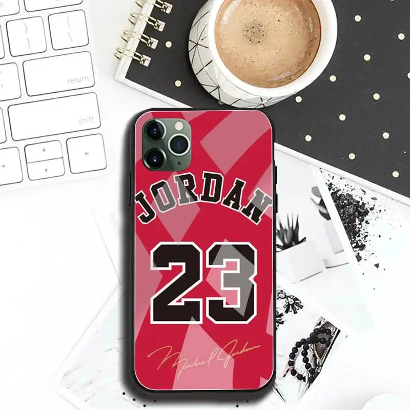 Košarka Jordan 23 Telefon Primeru Kaljeno Steklo Za iPhone 12 max pro mini 11 XR Pro XS MAX 8 X 7 6S 6 Plus SE 2020 primeru 0
