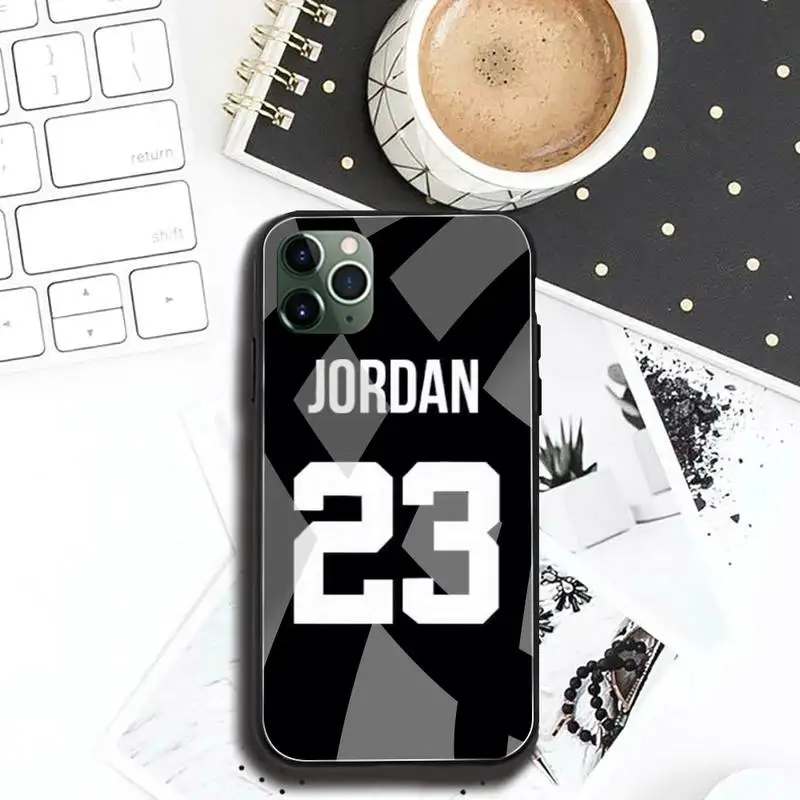 Košarka Jordan 23 Telefon Primeru Kaljeno Steklo Za iPhone 12 max pro mini 11 XR Pro XS MAX 8 X 7 6S 6 Plus SE 2020 primeru 1