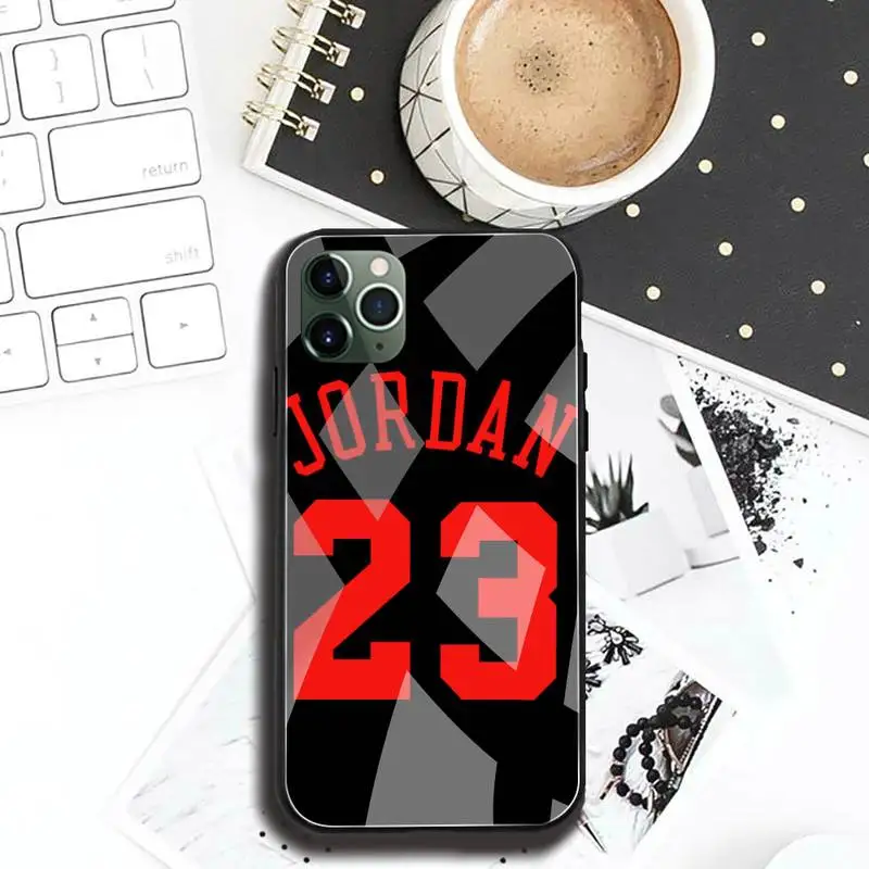 Košarka Jordan 23 Telefon Primeru Kaljeno Steklo Za iPhone 12 max pro mini 11 XR Pro XS MAX 8 X 7 6S 6 Plus SE 2020 primeru 2