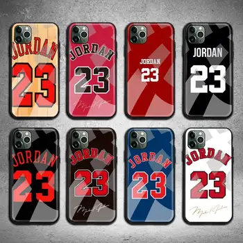 Košarka Jordan 23 Telefon Primeru Kaljeno Steklo Za iPhone 12 max pro mini 11 XR Pro XS MAX 8 X 7 6S 6 Plus SE 2020 primeru 4