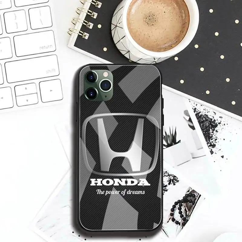 SUPER AVTO Honda logo Telefon Primeru Kaljeno Steklo Za iPhone 12 max pro mini 11 XR Pro XS MAX 8 X 7 6S 6 Plus SE 2020 primeru 1