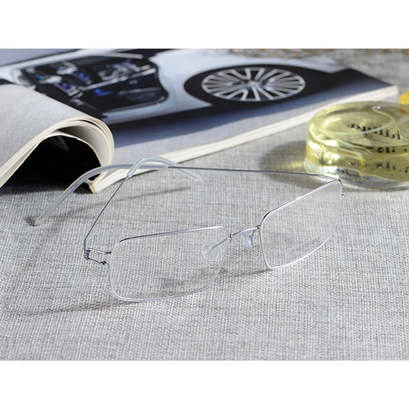 Ultralahkih Čistega Titana Kvadratnih Očala Okvirji Brezvijačno Žične zanke Očala Proti Modra Svetloba Kratkovidnost Očala Unisex Očala 4