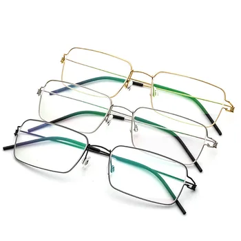Ultralahkih Čistega Titana Kvadratnih Očala Okvirji Brezvijačno Žične zanke Očala Proti Modra Svetloba Kratkovidnost Očala Unisex Očala 3