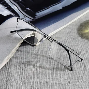 Ultralahkih Čistega Titana Kvadratnih Očala Okvirji Brezvijačno Žične zanke Očala Proti Modra Svetloba Kratkovidnost Očala Unisex Očala 5