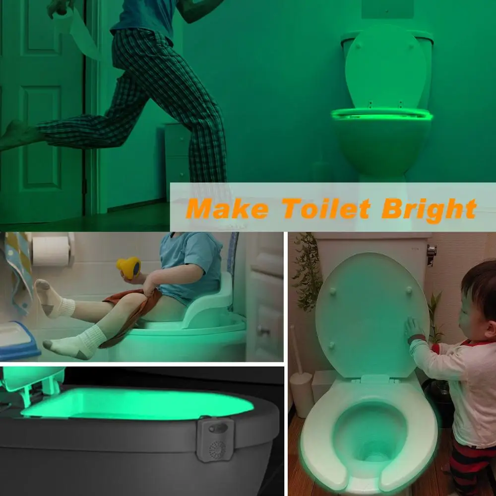 Zrak svež toilet bowl iz ozadja pir lučka ponoči, svetlobni projektor uv svetloba night priključite pametni svetlobni senzor gibanja led 16 barve 5