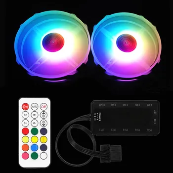 Mavrica Luči RGB Nastavljiv Barvni Hladilni Ventilator 120mm LED PC Računalnik Tiho Primeru Fan Krmilnik VH99 3