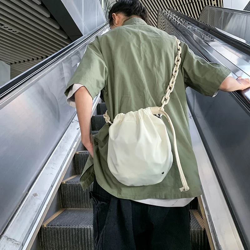 Harajuku Letnik vrvico crossbody vrečko za ženske Študent Akril verige torba nepremočljiva najlon moških messenger vrečke zelena 3