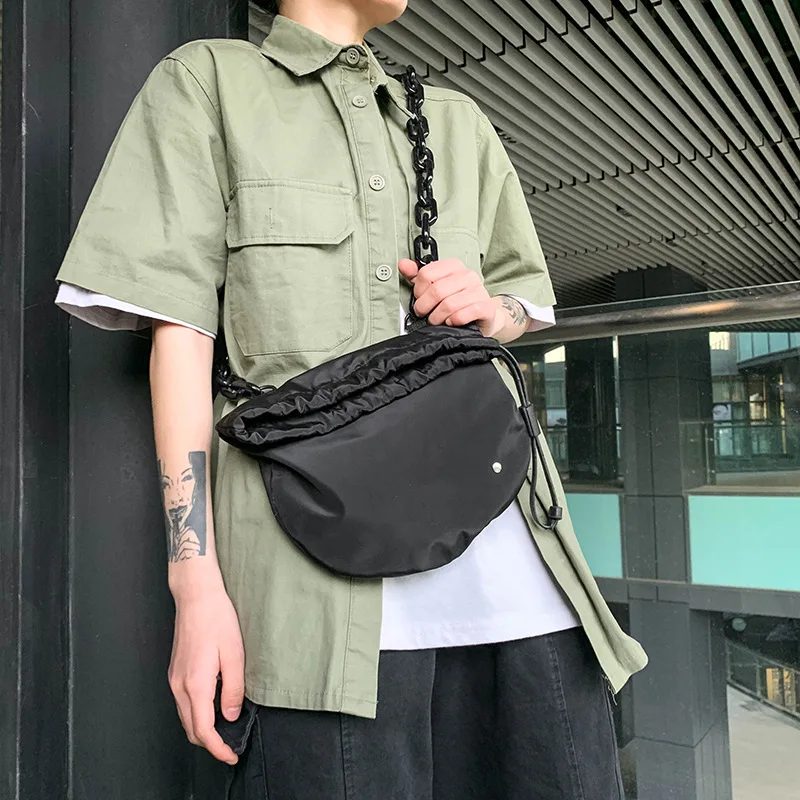Harajuku Letnik vrvico crossbody vrečko za ženske Študent Akril verige torba nepremočljiva najlon moških messenger vrečke zelena 4