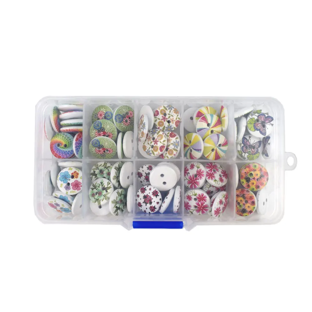 150PCS Mešani Cvet Leseni Gumbi za Obrt Otroška Oblačila, Šivalni Pribor Scrapbooking DIY Needlework Gumbi, Box 1