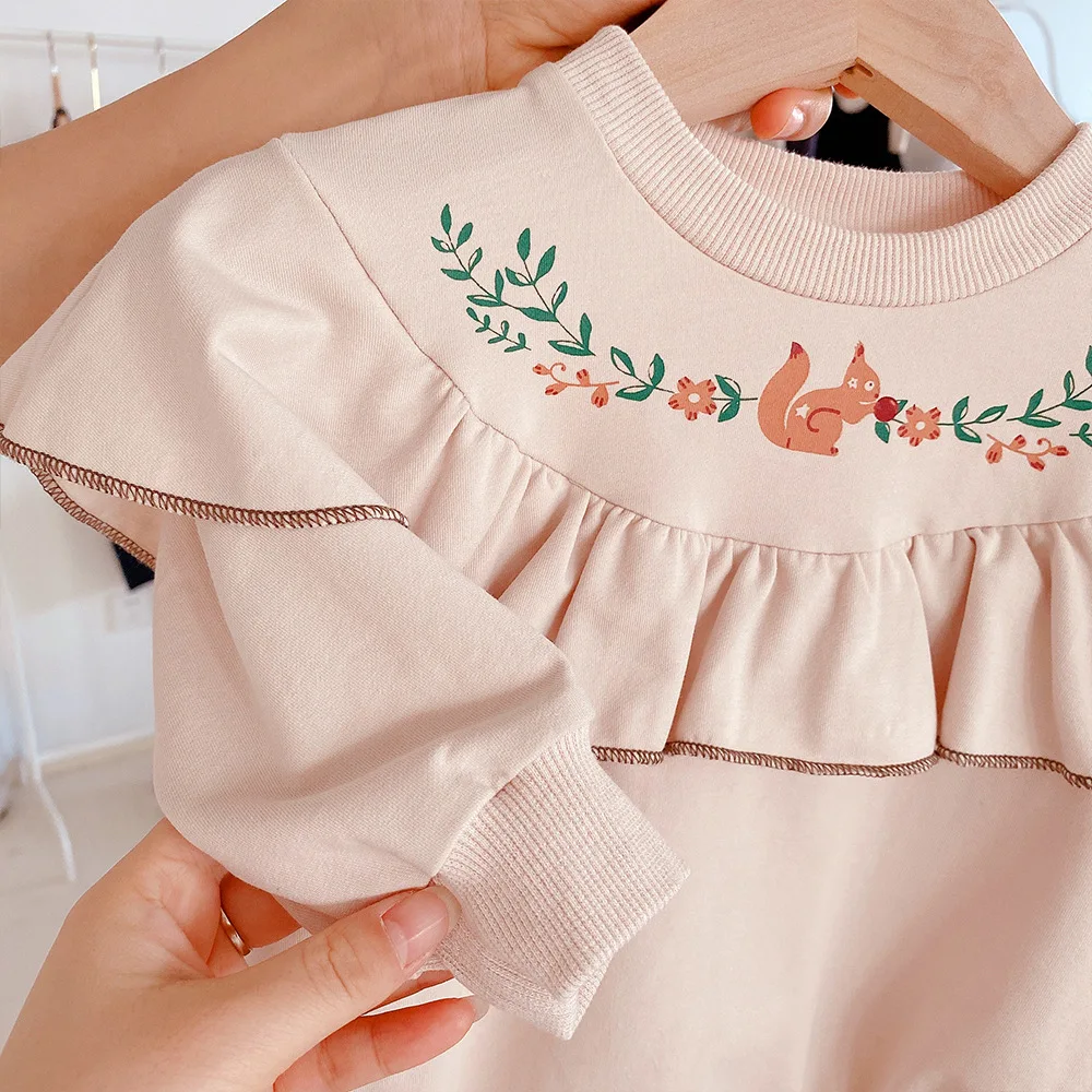 MILANCEL 2021 Pomlad Novorojenčka Dekleta Obleko O-Vratu Dolg Rokav Tiskanje Baby Bodysuit 4