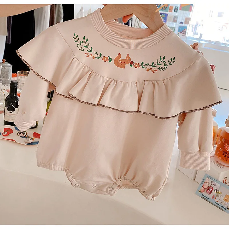 MILANCEL 2021 Pomlad Novorojenčka Dekleta Obleko O-Vratu Dolg Rokav Tiskanje Baby Bodysuit 5