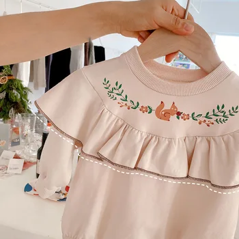 MILANCEL 2021 Pomlad Novorojenčka Dekleta Obleko O-Vratu Dolg Rokav Tiskanje Baby Bodysuit 1