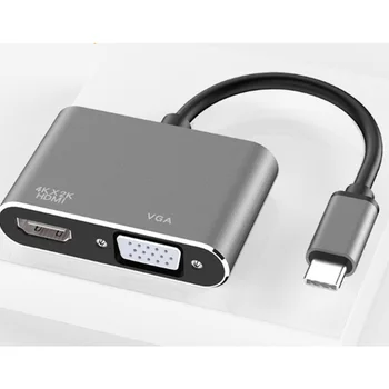 VROČE-Tip-C HDMI+Vga Računalniški Monitor Kabel za Apple Pretvornik Zvezek za Razširitveno Postajo 3