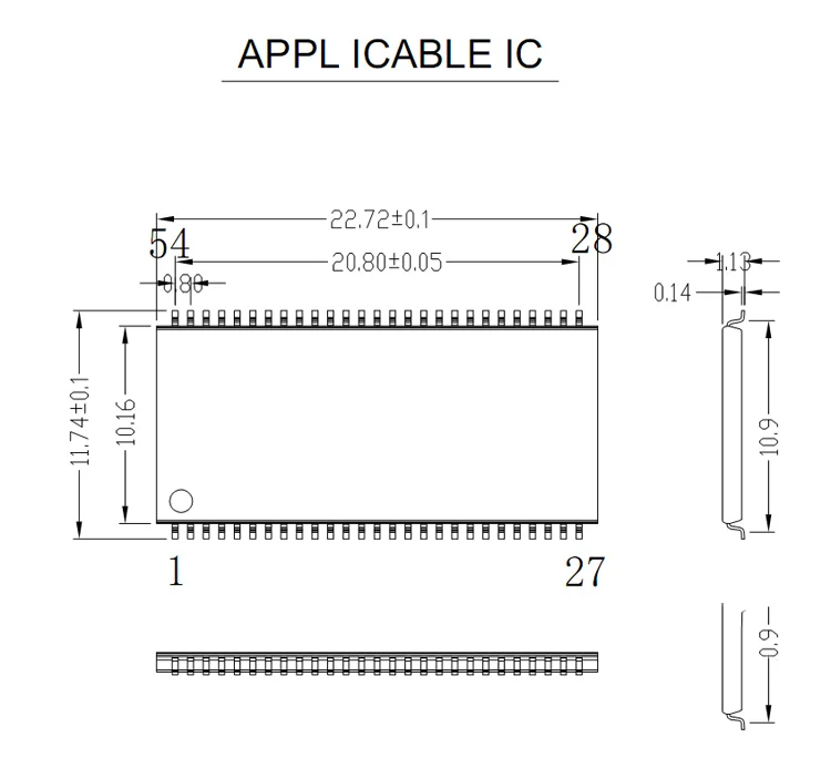 ANDK TSOP54 open top spali v scoket IC test adapter pin igrišču 0,8 mm IC velikost telesa 11.74*22 programiranje vtičnico brezplačna dostava 2