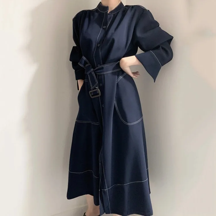Vintage Elegantne Ženske Maxi Bodycon Obleko Modne Urad Dama Trdno Linijo Jarek Elegancija Obleke Korejski Vestidos Jeseni 1