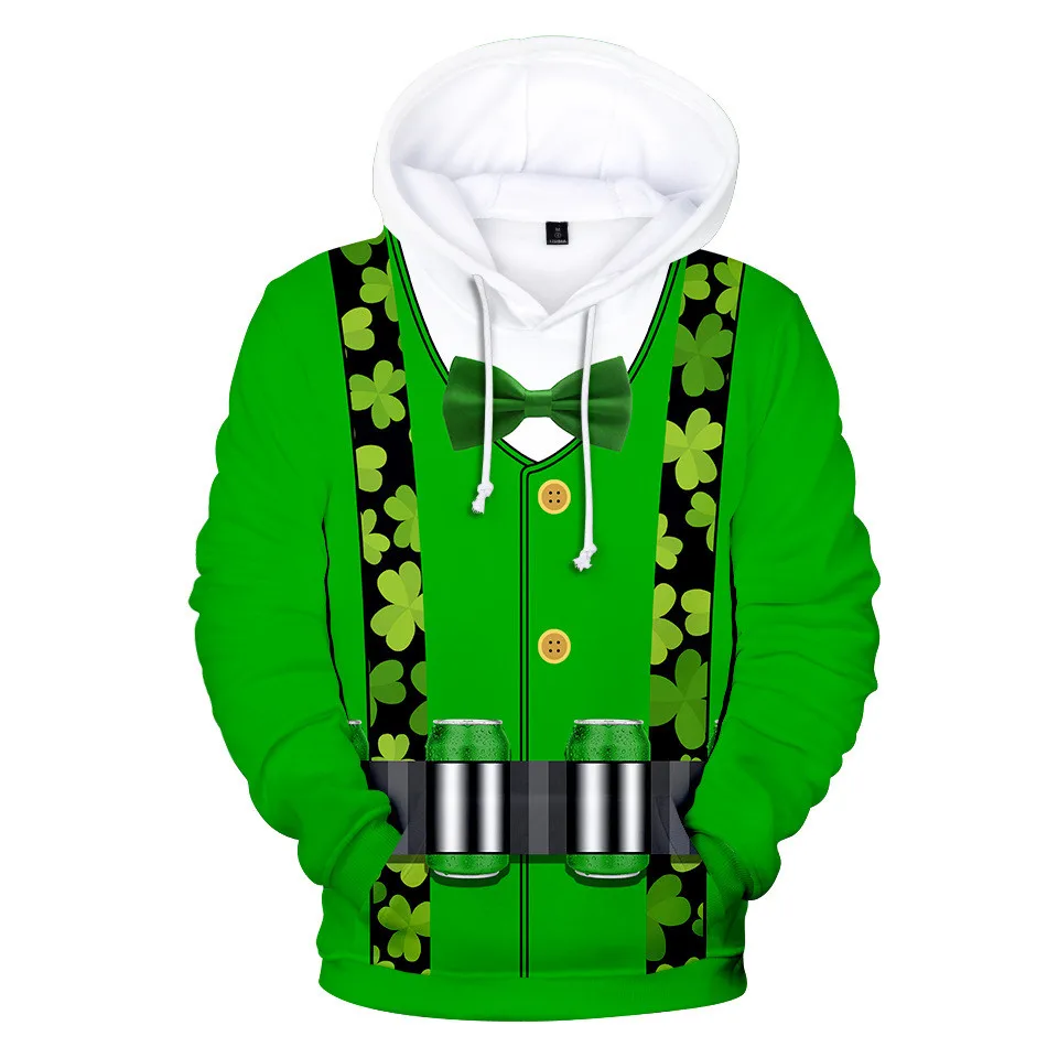 Vroče Prodaja St. Patrick 's Day 3D Hoodies Moški Ženske Jeseni, Pozimi Moda Hip Hop Sweatshirts Tiskanja St. Patrick' s Day Moški Puloverji s kapuco 5