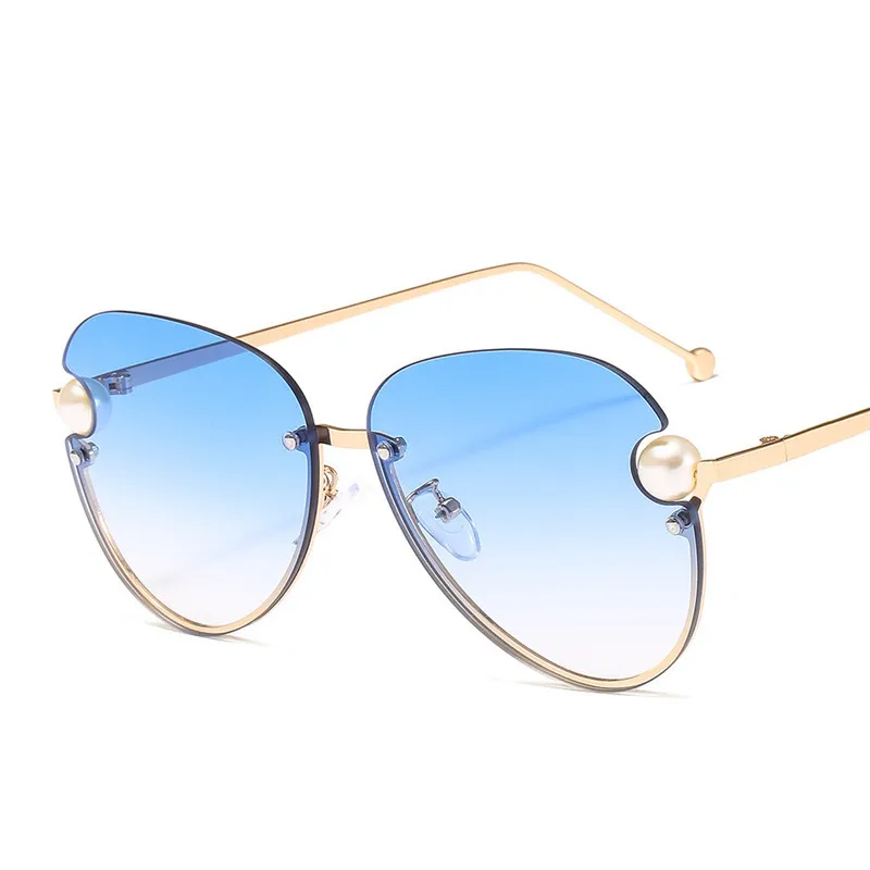 New Metal Pearl sončna Očala Dame Pol-okvir sončna Očala Evropski in Ameriški Dekorativne Barve Očala Modni Trend 3