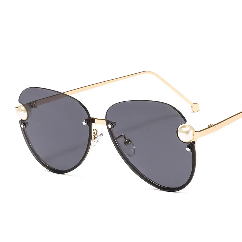 New Metal Pearl sončna Očala Dame Pol-okvir sončna Očala Evropski in Ameriški Dekorativne Barve Očala Modni Trend 5
